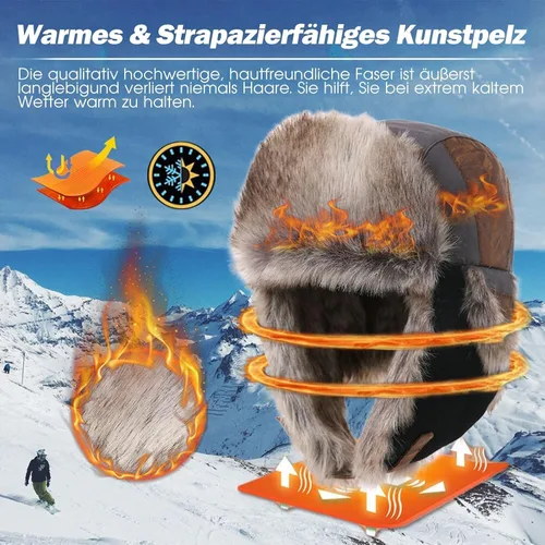 Miniatura 39 de Comhats Gran XL Trapper Trooper Caza Cálido Oído Solapa Rusia Ushanka Invierno Esquí Clima Frío Bombardero Sombreros para Hombres