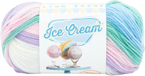 Miniatura 34 de Lion Brand Yarn, Hilo para Bebé Ice Cream para tejer, ganchillo y manualidades, Baseball Nut, 1 paquete, fibra acrílica colorida de peso DK