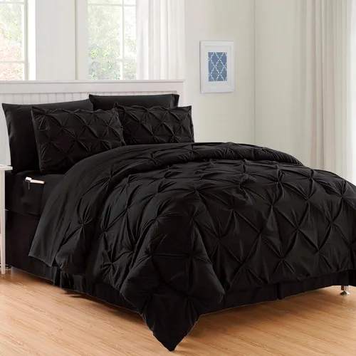 Miniatura 25 de Elegant Comfort Juego de edredón de 6 piezas de lujo, más suave y acogedor, juego completo suave y sedoso que incluye juego de sábanas con bolsillos