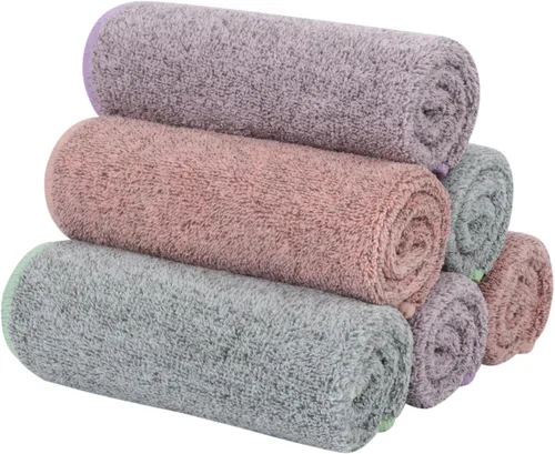 SINLAND Toallas Faciales de Microfibra Ultra Suaves Paños de Lavado Faciales Paño Facial para Baño 12 Pulgadas x 12 Pulgadas Paquete de 6