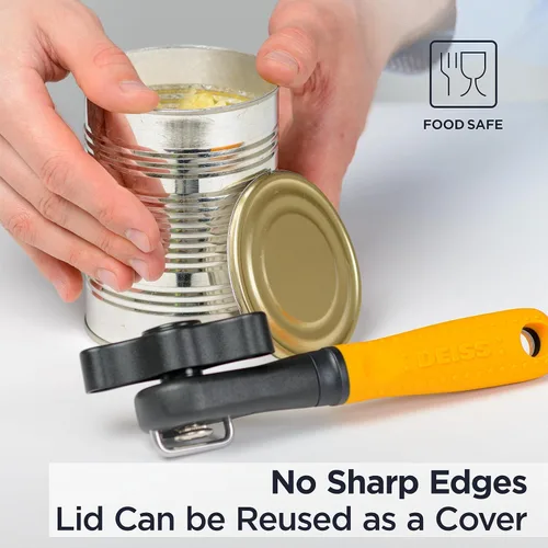 Miniatura 8 de Deiss Abrelatas profesional resistente, borde liso manual, abrelatas de mano con mango suave al tacto, abrelatas de seguridad a prueba de óxido