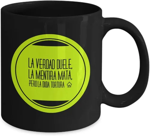 Miniatura 2 de Taza Cafe Verdad Vaso, taza de café divertidas, tazas personalizadas, taza de café inspiradoras, taza con mensajes positivos., 11onza, Negro