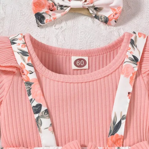 Miniatura 52 de Unutiylo Ropa de bebé recién nacida prematura con tirantes, traje de otoño e invierno, traje de manga larga con volantes