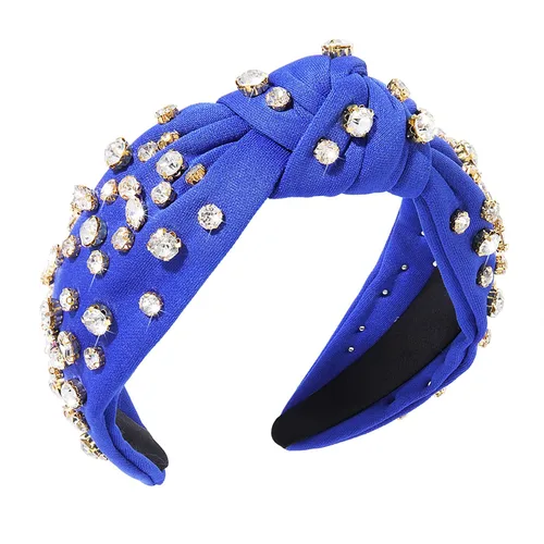 Miniatura 8 de Diadema anudada de cristal para mujer, diadema con nudo superior ancha, diadema de moda para mujer, accesorios para el cabello (rosa)