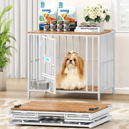 Miniatura 14 de Easycom Mueble plegable para perros de 43 pulgadas, no se ensambla para perros, jaulas decorativas para interiores, jaulas XL para perros grandes