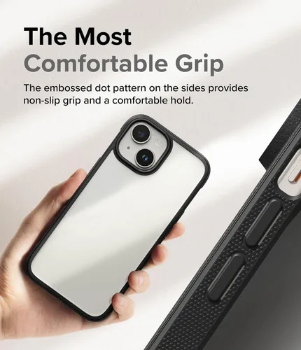 Miniatura 5 de Ringke Fusion Bold - Funda para iPhone 15, lados texturizados para agarre, tecnología antiamarilleo, parte trasera transparente para mostrar el Negro