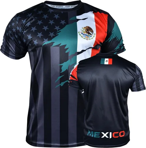 Fury Camiseta de fútbol con la bandera de México y Estados Unidos - Camiseta México Jersey HombreMujerUnisex