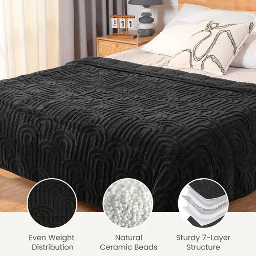 Miniatura 5 de Manta con Peso de Vellón Sherpa para Adultos Excelente para Dormir, 15 libras de Doble Cara Suave y Difusa Mantas Pesadas para Sofá Cama Sofá