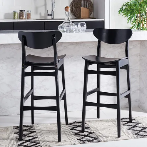 Miniatura 2 de SAFAVIEH Home Collection Thaxton Mid-Century Farmhouse - Juego de 2 taburetes de bar (30 pulgadas), color negro