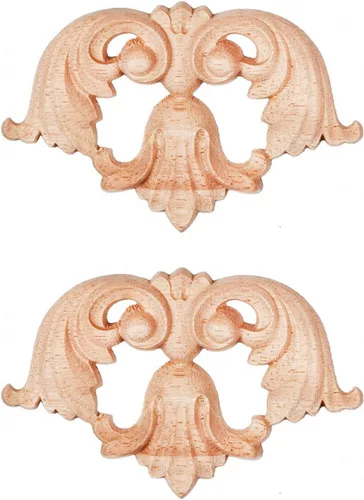Miniatura 23 de Apliques de madera - Onlays tallados a mano (sin pintar) para puerta, pared, gabinete, chimenea y armario