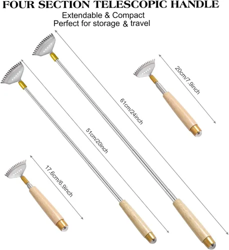 Miniatura 3 de 2 Piezas Rascadores de Espalda, Rascadores de Espalda de Metal Extensibles para Adultos y Niños, 2 Tamaños Largos de 20 y 24 (Pulgadas), Garra