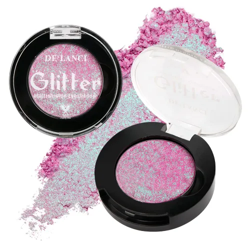 Miniatura 15 de Afflano Sombra de ojos única morado-dorado brillante, sombra de ojos multicolor cromo duo, sombra de ojos holográfica con purpurina, cambio
