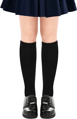 Miniatura 2 de Olreco Calcetines altos hasta la rodilla para niñas, calcetines de uniforme para niñas, calcetines largos de algodón para niñas, calcetines