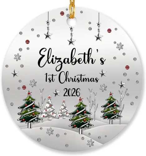 Miniatura 20 de Adornos personalizados de corazón para la primera Navidad, regalos para pareja de recién casados 2025, adorno de nuestra primera Navidad casado