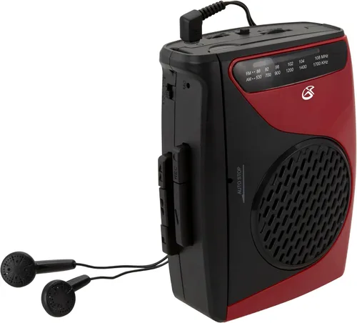 Miniatura 3 de GPX Reproductor de casete portátil, compatible con auriculares, 3.54 x 1.57 x 4.72 pulgadas, requiere 2 pilas AA, no incluidas, rojo/negro (CAS337B)