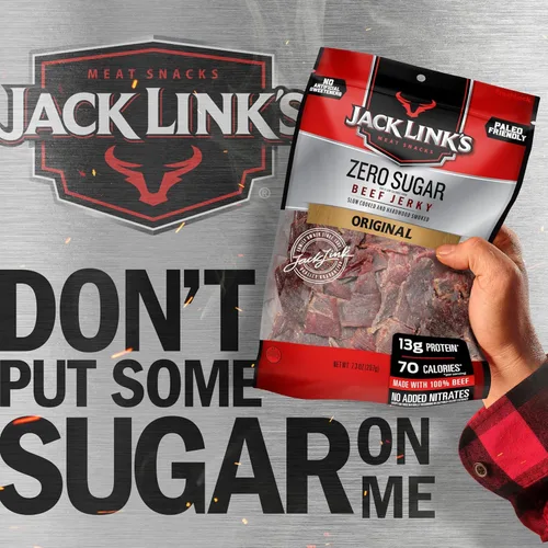 Miniatura 5 de Jack Link's Carne de res, sin azúcar, aperitivo apto para paleo, sin edulcorantes artificiales, 0.46 oz de proteína y 70 calorías por porción, sin