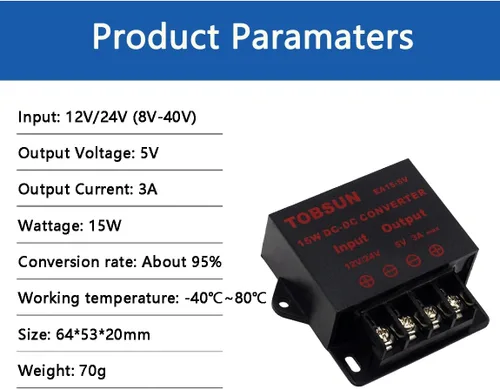 Miniatura 4 de Convertidor CC Regulador reductor 5V Regulado Fuentes de alimentación Convertidor de transformador (5V 3A 15W)