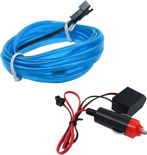Miniatura 8 de Tira de luces LED para el interior del automóvil, 16 pies de luz de neón con borde de costura para encendedor de cigarrillos automáticos, kits