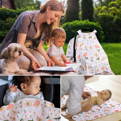 Miniatura 7 de Funda de muselina para asiento de coche para bebés, Metplus Funda transpirable para asiento de coche infantil, funda ligera para portabebés