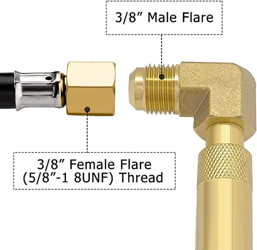 Miniatura 2 de Hooshing Adaptador de codo de propano de 3/8 pulgadas, adaptador de propano macho para conversión de baja presión para parrilla de camping de mesa