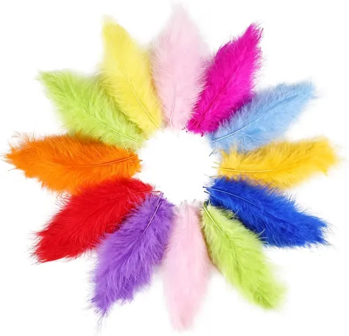 Miniatura 8 de FeelfunFeather 100 plumas coloridas a granel de 4 a 6 pulgadas, plumas de marabú de pavo de color natural esponjoso para manualidades, manualidades