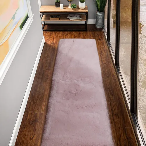 Miniatura 29 de ORINOVA Alfombra de felpa marrón claro beige de 8 x 10 pies para sala de estar, alfombra bohemia esponjosa de piel de conejo grande para dormitorio