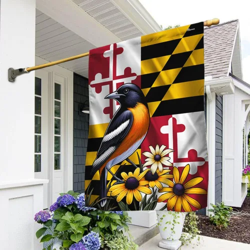 Miniatura 2 de FLAGWIX Bandera Americana - Bandera del Estado de Maryland con Oriole de Baltimore y Flor de Ojo Negro, Bandera Premium de Poliéster Decorativa