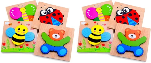 Miniatura 11 de Magifire Rompecabezas de madera, juego de 4 juguetes de rompecabezas para niños pequeños de 1 a 3 años, juguetes educativos para bebés con piezas