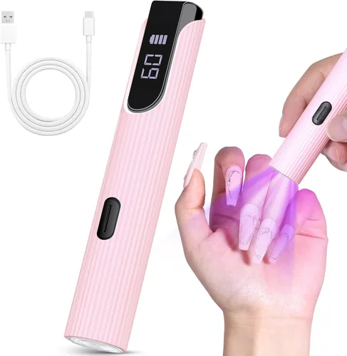 Luz UV de mano para uñas de gel, luz de gel para uñas, lámpara de uñas inalámbrica con pantalla LCD, secado rápido y uniforme para todo tipo de gel,