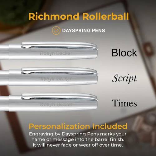Miniatura 3 de Dayspring Pens Richmond - Bolígrafo de punta redonda, acabado cromado, grabado personalizado: graduación, nuevo trabajo, promoción u regalo
