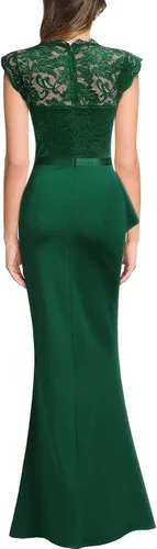 Miniatura 2 de MISSMAY Vestido largo de boda formal sin mangas con encaje floral retro para mujer