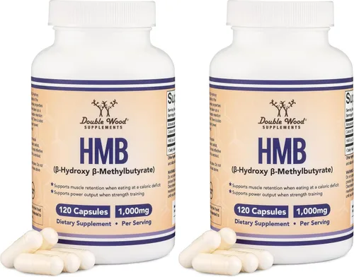 Miniatura 8 de Double Wood Supplements Suplemento HMB, probado por terceros, sin OMG, sin gluten, 120 cápsulas, 1000 mg por porción, 500 mg por cápsula