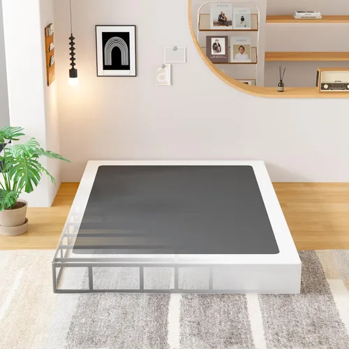 EMODA Base de resorte para cama tamaño king de 9 pulgadas, base de colchón de metal resistente con funda de tela, capacidad máxima de peso de 3000