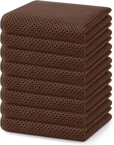 Miniatura 304 de Homaxy Paños de cocina de 100% algodón con tejido de gofre, ultra suaves, absorbentes, de secado rápido, 12 x 12 pulgadas, paquete de 6, amarillo