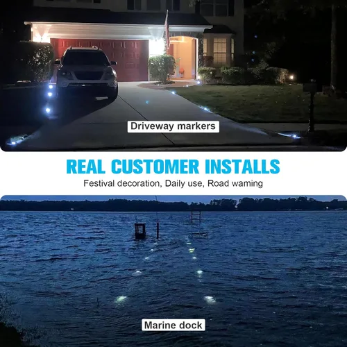 Miniatura 6 de VOLISUN - Luces solares para terraza, paquete de 16 unidades de luces LED IP67 impermeables para exteriores, luces de advertencia para escalones