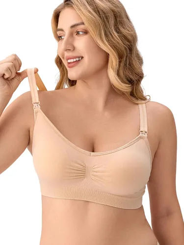 Miniatura 3 de Angelhood Brasier de lactancia para mujer, paquete de 5 unidades, brasier de lactancia materna sin costuras, sin costuras, con extensores de brasier