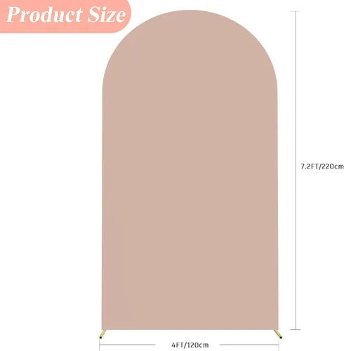 Miniatura 53 de Putros Cubierta de Arco de Boda 6 Pies Beige Spandex Ajustada Parte Superior Redonda Chiara Cubiertas de Soporte de Fondo para Decoración de Bodas