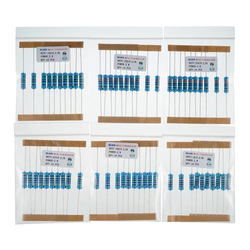 Miniatura 5 de BOJACK Kit de resistencia de 300 piezas de 30 valores de 1 ohmio - 1M Ohm con 1% de resistencia de película metálica de 2 W surtido