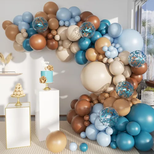 Miniatura 13 de MEBAY Kit de Arco de Guirnalda de Globos Bohemios, 156 Piezas Globos Rosa Empolvado Marrón Pastel Champán Dorado Blanco Metálicos para Boda Baby