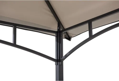 Miniatura 6 de SUNJOY Cenador de parrilla de 8 x 5 pies con techo de dosel de doble nivel, marco de acero negro para actividades al aire libre, patio, jardín