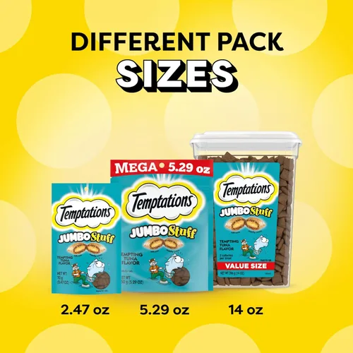 Miniatura 12 de TEMPTATIONS Jumbo Stuff Bocadillos crujientes y suaves para gato sabor Atún tentador, 14 onzas Envase