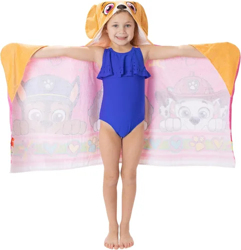 Miniatura 6 de Franco Toalla de rizo de algodón suave con capucha para niños para baño y playa, 24 x 50 pulgadas, Paw Patrol azul y Paw Patrol rosa