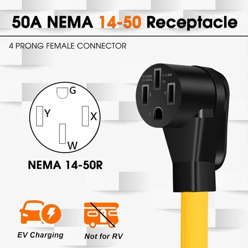 Miniatura 3 de Cable adaptador de cargador NEMA 14-30P a 14-50R EV, 125V/250V, 4 clavijas, enchufe macho a 50 amperios 4 clavijas hembra EV para carga de nivel 2