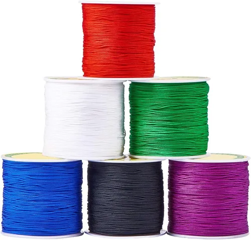 Miniatura 14 de PH PandaHall 600 yardas de 0.031 in de nailon para cuentas de hilo de cuerda de nudo chino Kumihimo hilo de macramé, cordón de cuerda para macramé