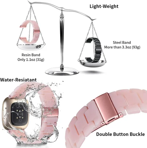Miniatura 2 de Correa de reloj de resina compatible con Fitbit Versa 4/Sense 2/Versa 3/Sense 1, pulsera brazalete de moda ligera y ajustable de repuesto