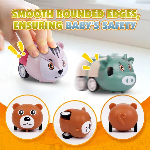 Miniatura 2 de 36 piezas de coches de animales de tracción hacia atrás, juego de mini vehículos de juguete, coches pequeños de tracción hacia atrás, vehículos