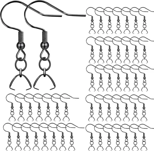 Ganchos para aretes, 50 unidades/25 pares, alambres de oreja de acero inoxidable, ganchos de pez, piezas de joyería hipoalergénicas para hacer joyas
