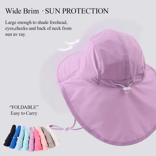 Miniatura 87 de Sombrero de verano para niños pequeños con solapa para el cuello, impermeable, sombrero de natación para niños, protección UV, sombrero de playa