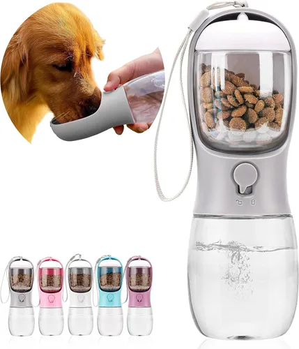 Miniatura 28 de Botella de agua para perros con recipiente para alimentos, dispensador de agua portátil a prueba de fugas para mascotas, para caminar, senderismo