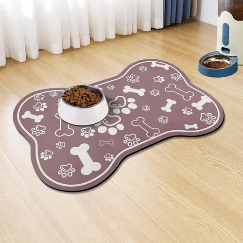 Miniatura 11 de Alfombrilla para Comida de Perros y Gatos, Alfombrilla para Alimentación de Mascotas de Absorción Rápida, Alfombrilla para Perros en Forma de Hueso